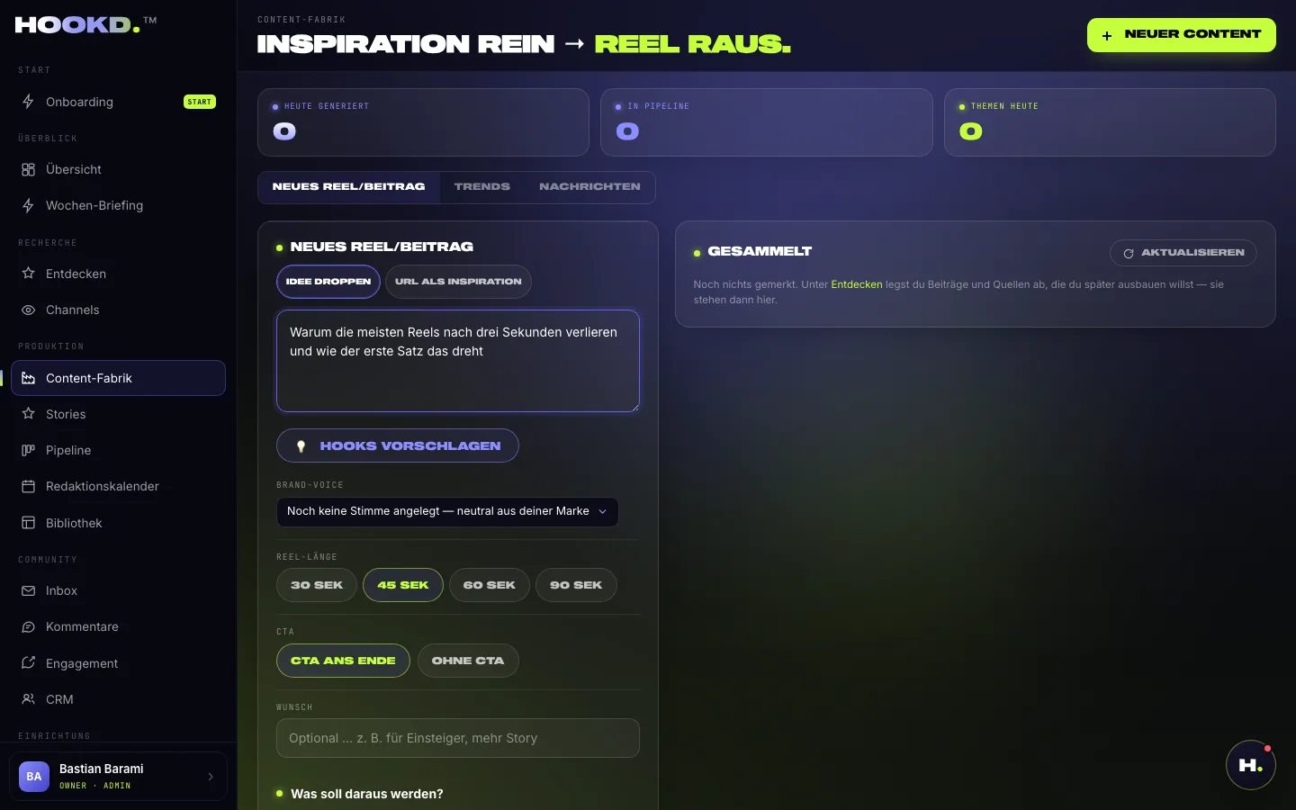 HOOKD App: Content-Fabrik