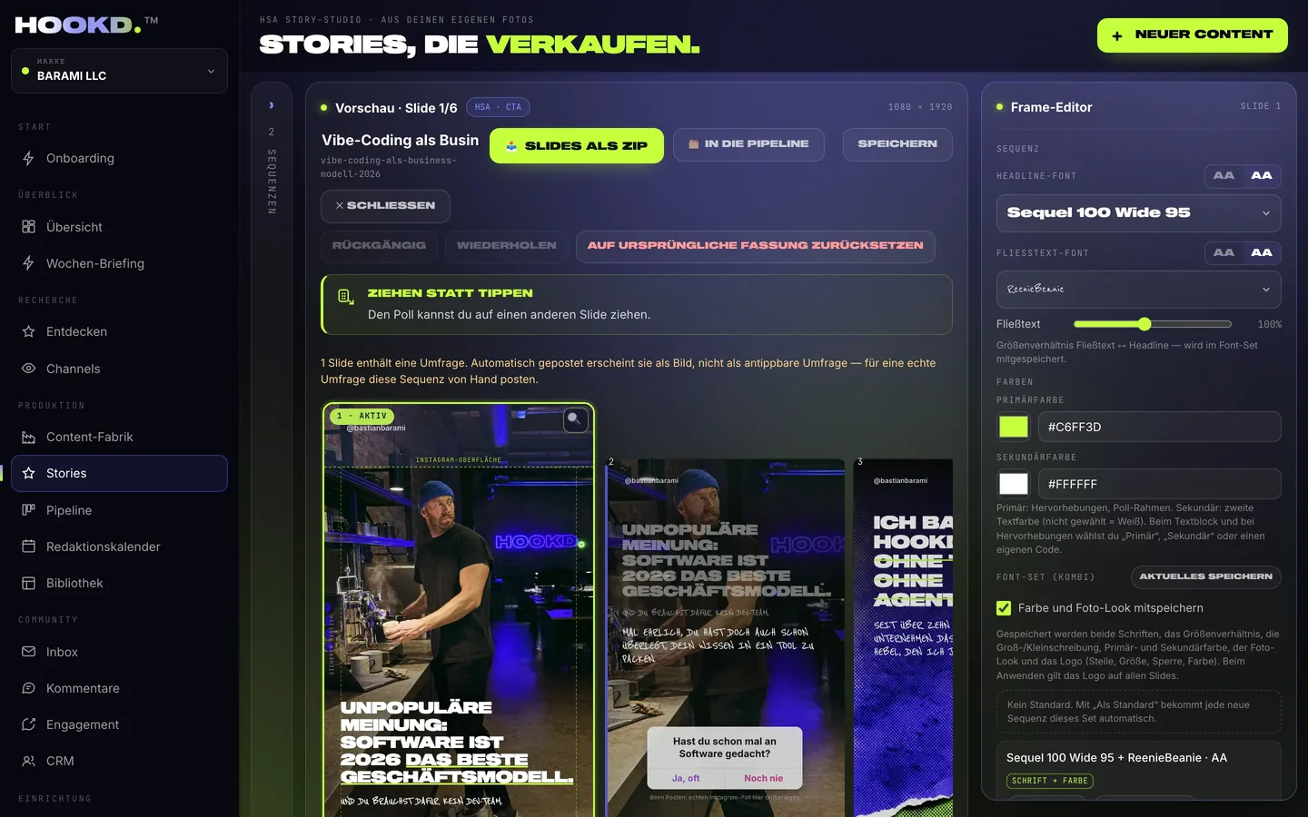 HOOKD App: Story-Studio